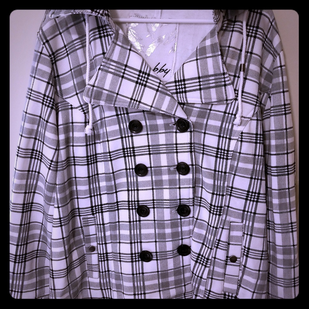 Sebby plaid double breasted pea coat
